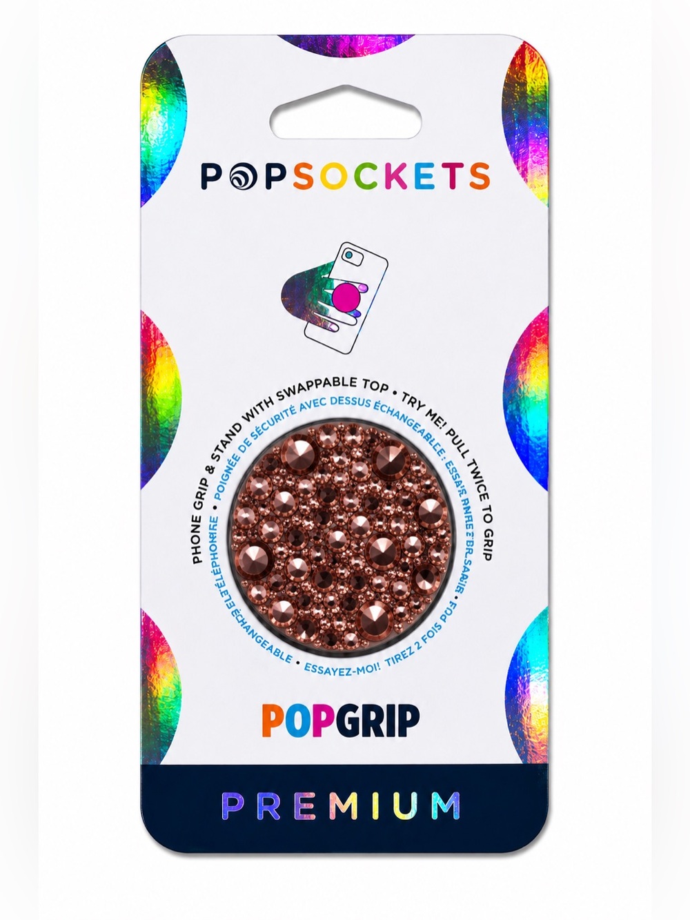 Rose Gold Luxe Crystals PopSocket Phone Holder Grip New